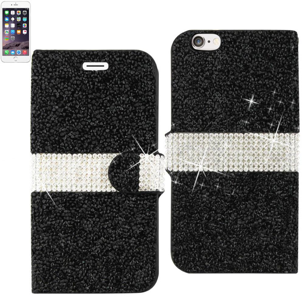 Reiko Iphone 6 Diamond Rhinestone Wallet Case In Black