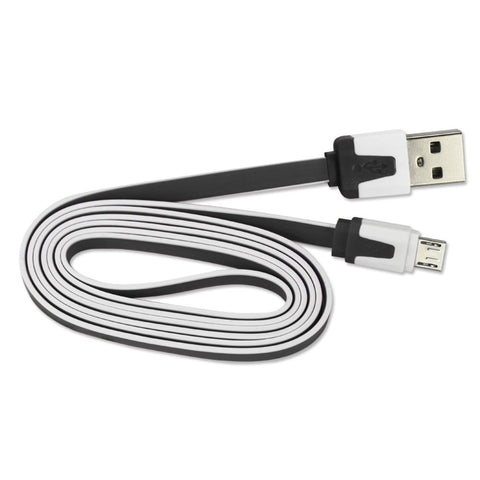 Reiko Micro Usb Flat Usb Data Cable 3.2ft In Black