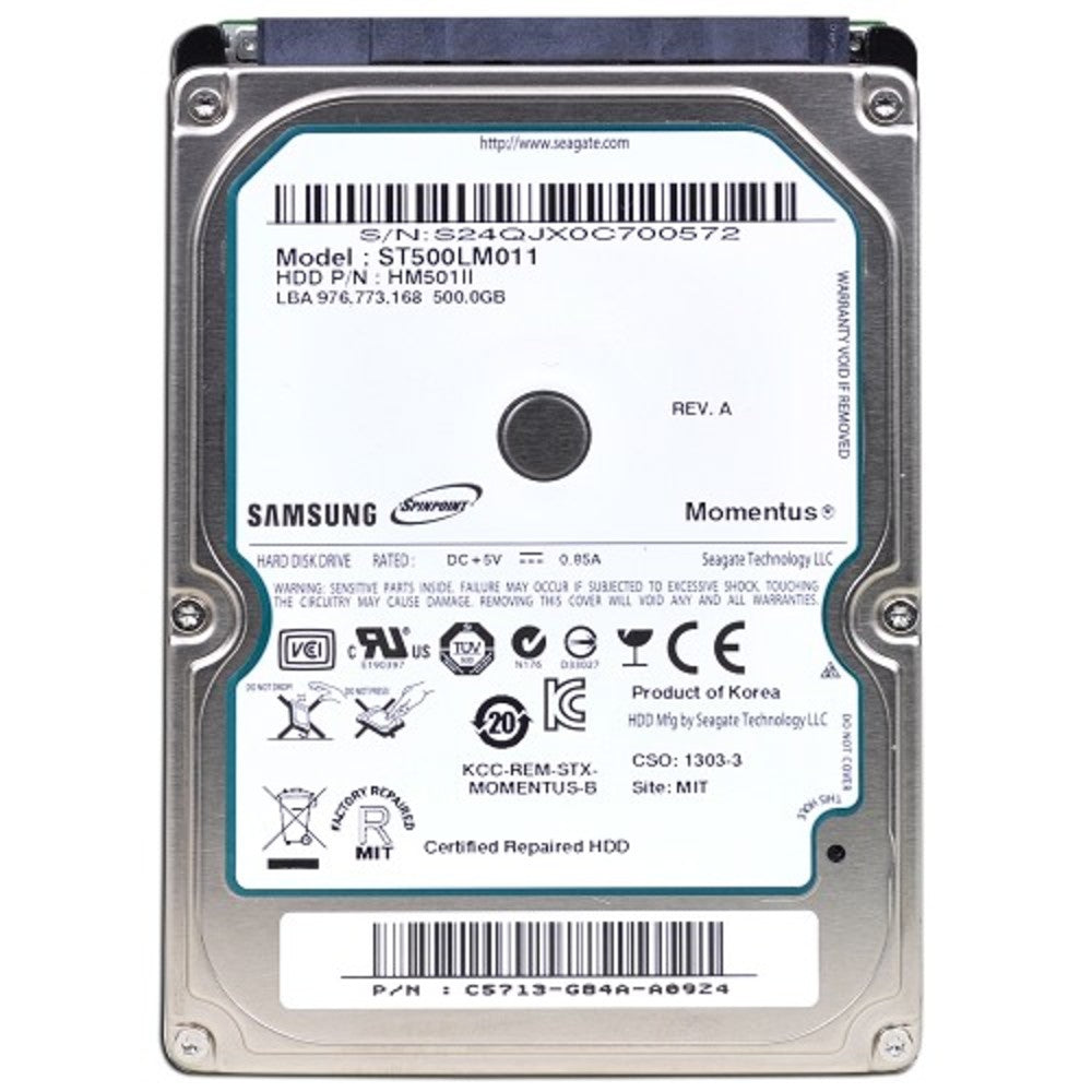 Samsung Hm501ii 500gb Sata/300 5400rpm 8mb 2.5 Hard Drive