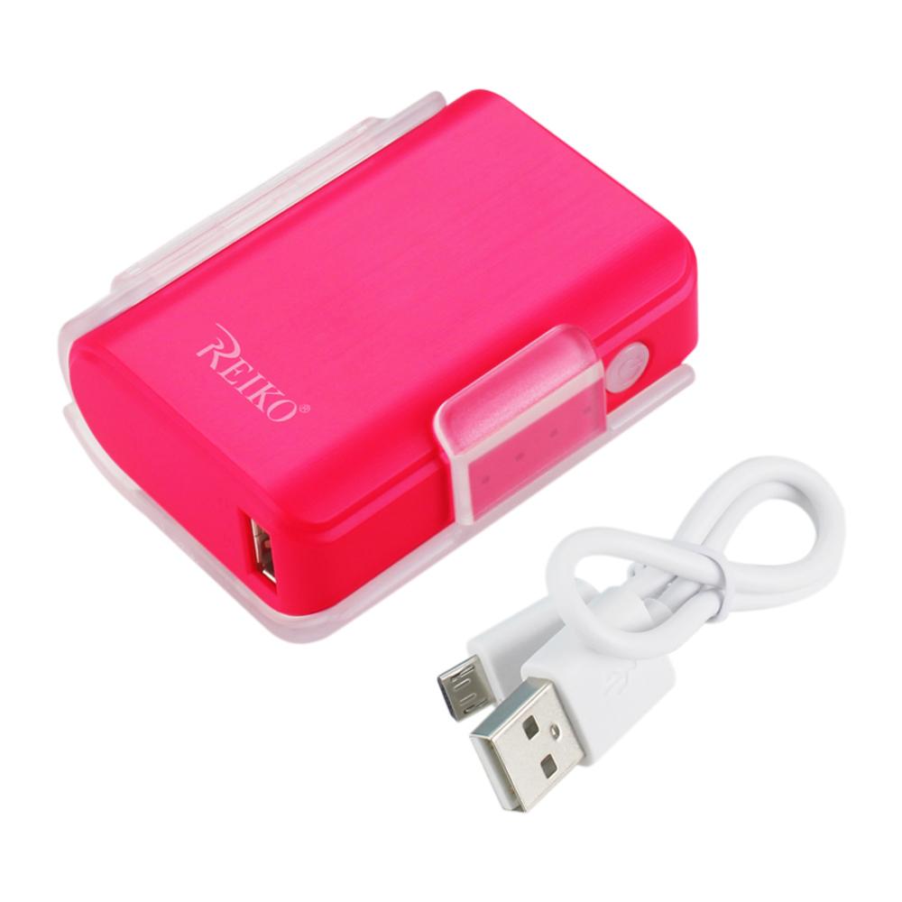 Reiko 4000mah Universal Power Bank With Cable In Hot Pink