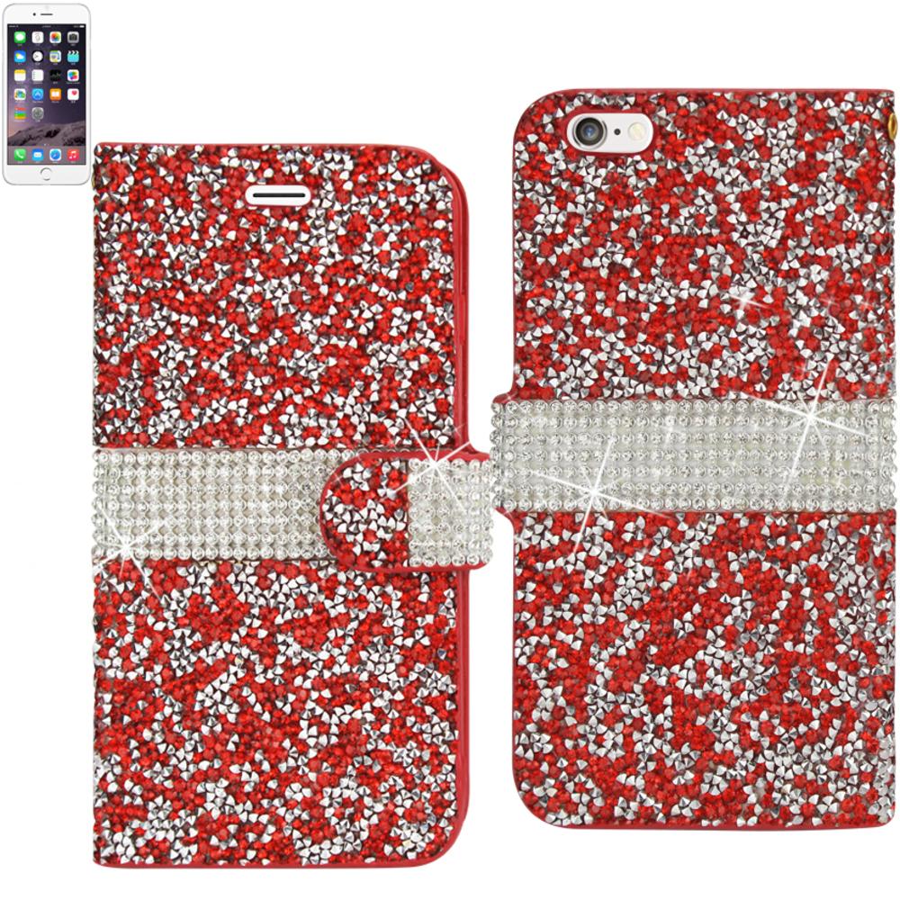 Reiko Iphone 6 Plus Diamond Rhinestone Wallet Case In Red