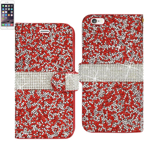 Reiko Iphone 6 Plus Diamond Rhinestone Wallet Case In Red