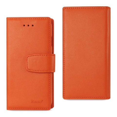 Reiko Iphone 8/ 7 Genuine Leather Wallet Case With Rfid Card Protection In Tangerine