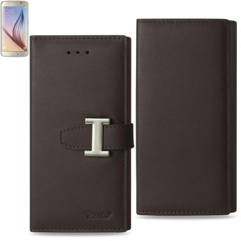 Reiko Samsung Galaxy S6 Plus Genuine Leather Rfid Wallet Case In Umber