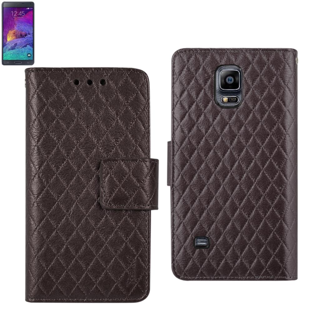 Reiko Samsung Galaxy Note 4 Rhombus Wallet Case In Brown