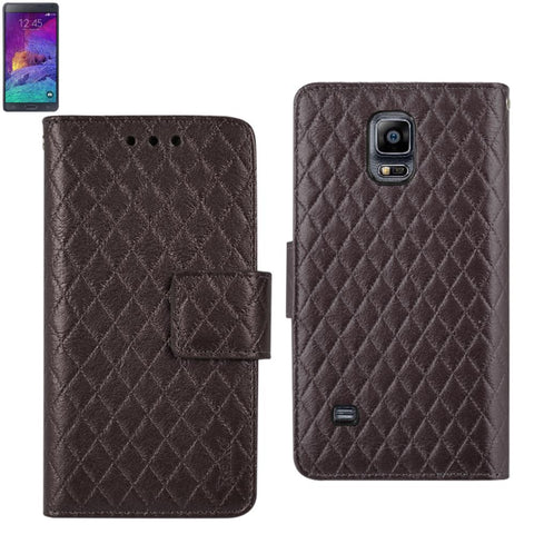 Reiko Samsung Galaxy Note 4 Rhombus Wallet Case In Brown