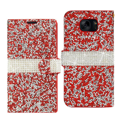 Reiko Samsung Galaxy S7 Edge Diamond Rhinestone Wallet Case In Red