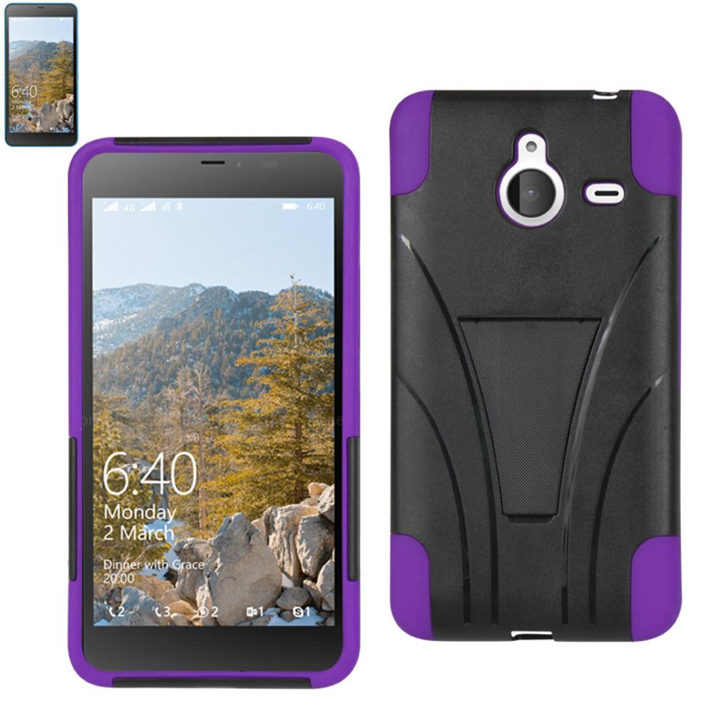 Reiko Nokia Lumia 640 Xl Hybrid Heavy Duty Case With Kickstand In Purple Black