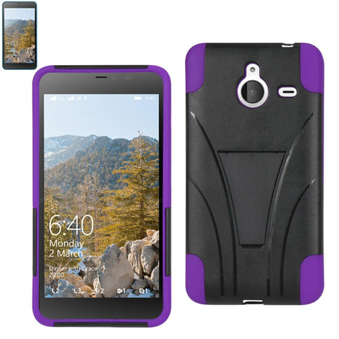 Reiko Nokia Lumia 640 Xl Hybrid Heavy Duty Case With Kickstand In Purple Black