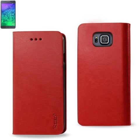 Reiko Samsung Galaxy Alpha Flip Folio Case With Card Holder In Red