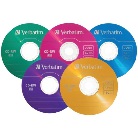 Verbatim 94300 80-minute/700mb 4x Cd-rws, Multicolored 20 Pk With Slim Cases
