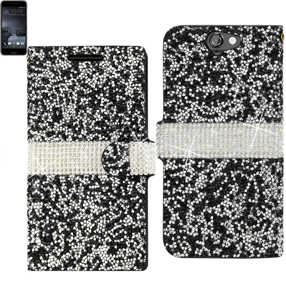 Reiko Htc One A9 Diamond Rhinestone Wallet Case In Black