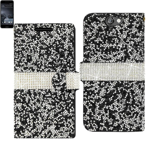 Reiko Htc One A9 Diamond Rhinestone Wallet Case In Black