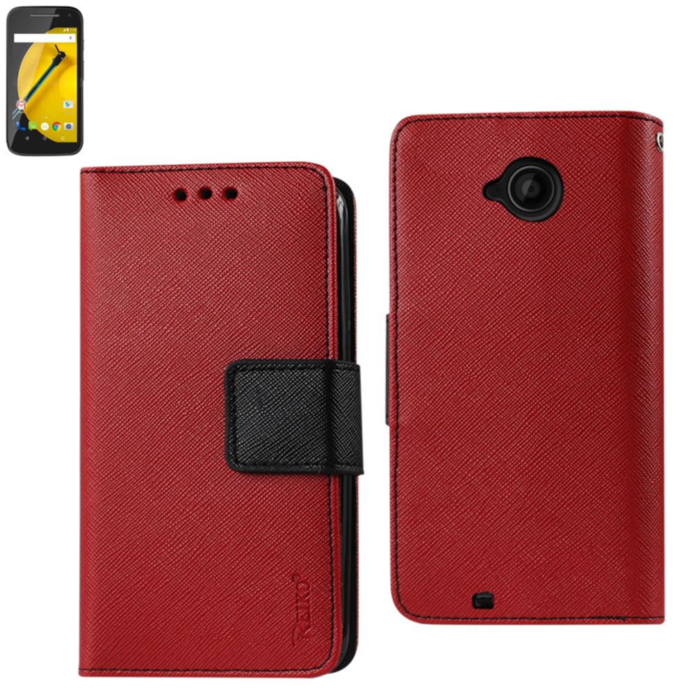 Reiko Motorola Moto E (2015) 3-in-1 Wallet Case In Red