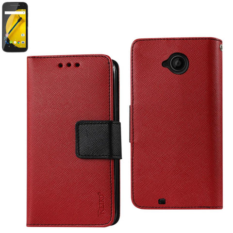 Reiko Motorola Moto E (2015) 3-in-1 Wallet Case In Red