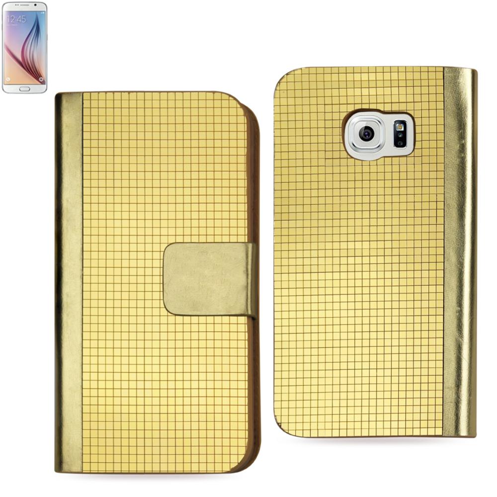 Reiko Samsung Galaxy S6 Gold Chrome Design Wallet Case In Gold