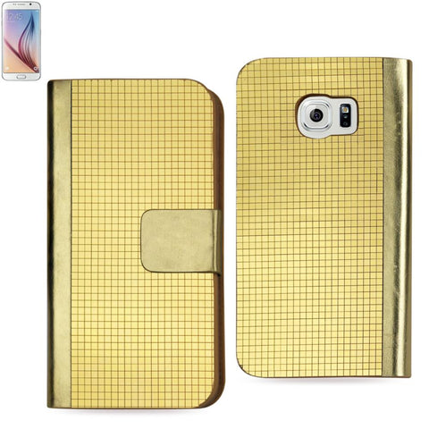 Reiko Samsung Galaxy S6 Gold Chrome Design Wallet Case In Gold