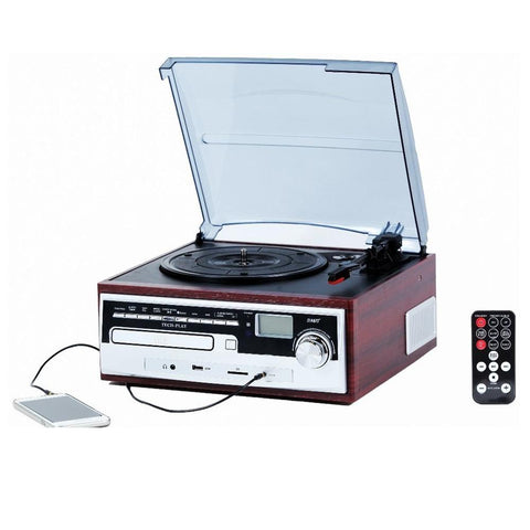 Techplay Odc26wd 3 Speed Retro Classic Turntable W/ Cd Player, Mp3, Am/fm Radio, Sd And Usb