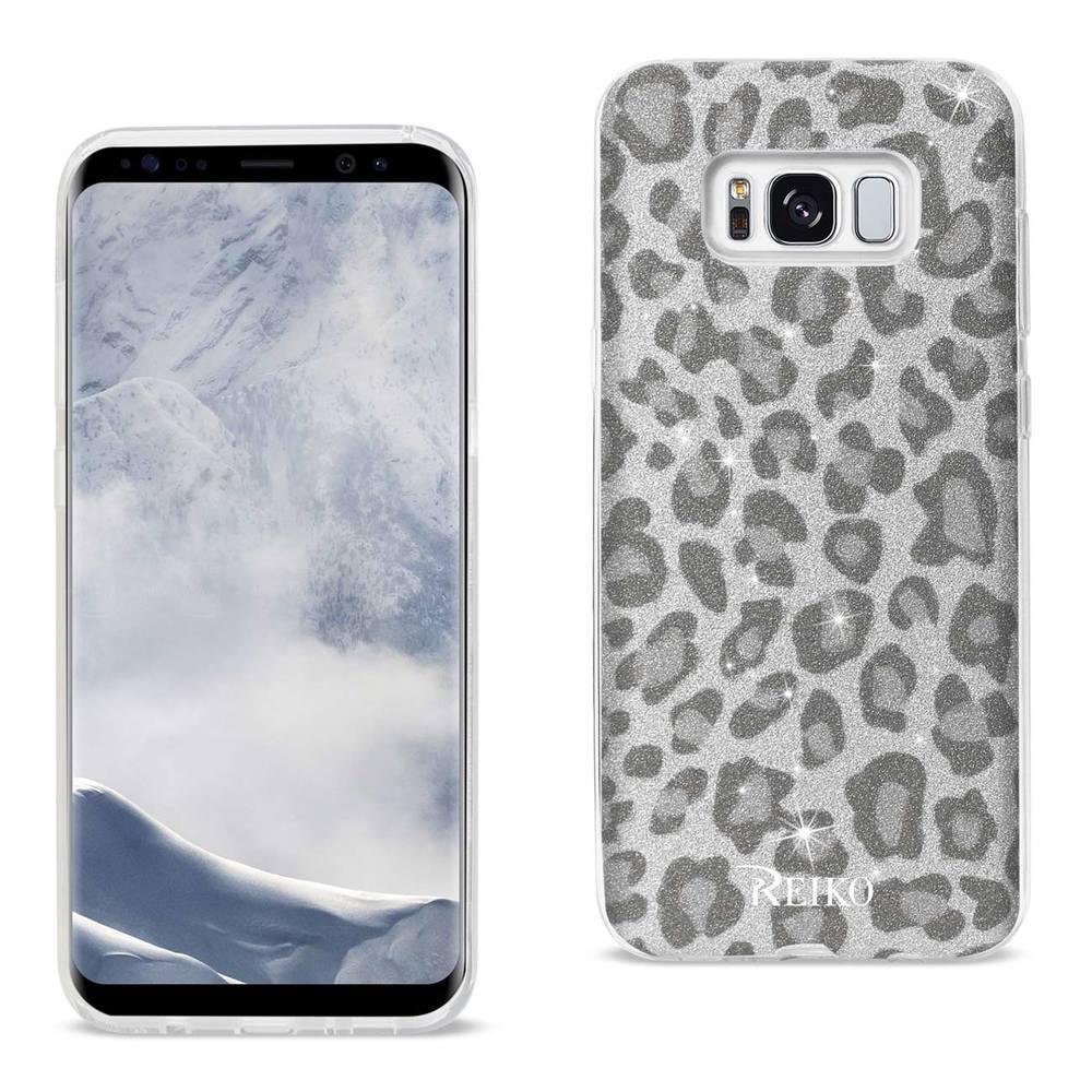 Reiko Samsung Galaxy S8/ Sm Shine Glitter Shimmer Leopard Hybrid Case In Silver