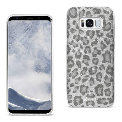 Reiko Samsung Galaxy S8/ Sm Shine Glitter Shimmer Leopard Hybrid Case In Silver