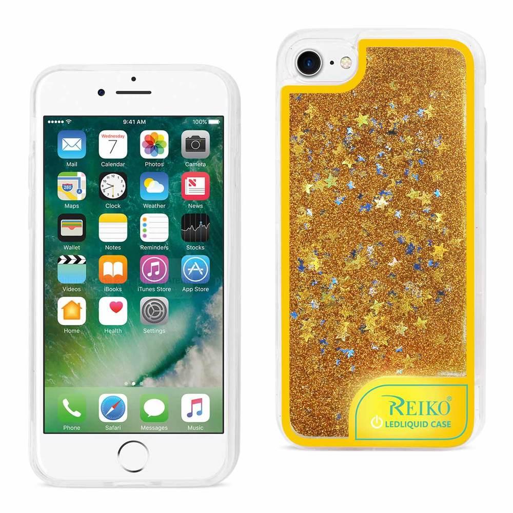 Iphone 8 Plus/ 7 Plus Case With Flowing Glitter And Led Effect In Yellow