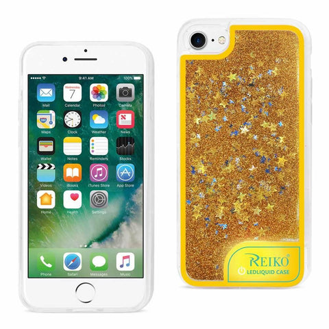Iphone 8 Plus/ 7 Plus Case With Flowing Glitter And Led Effect In Yellow