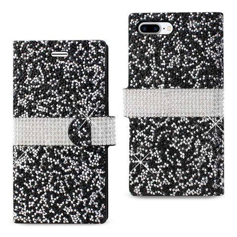 Reiko Iphone 8 Plus/ 7 Plus Diamond Rhinestone Wallet Case In Black