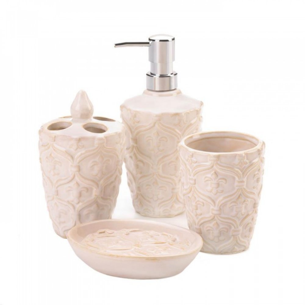 Fleur-de-lis Bath Accessory Set