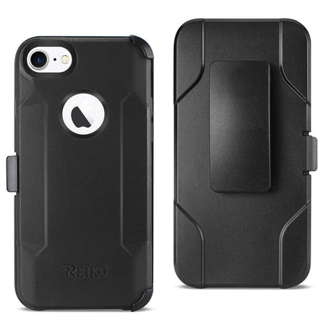 Reiko Iphone 8 3-in-1 Hybrid Heavy Duty Holster Combo Case In Black