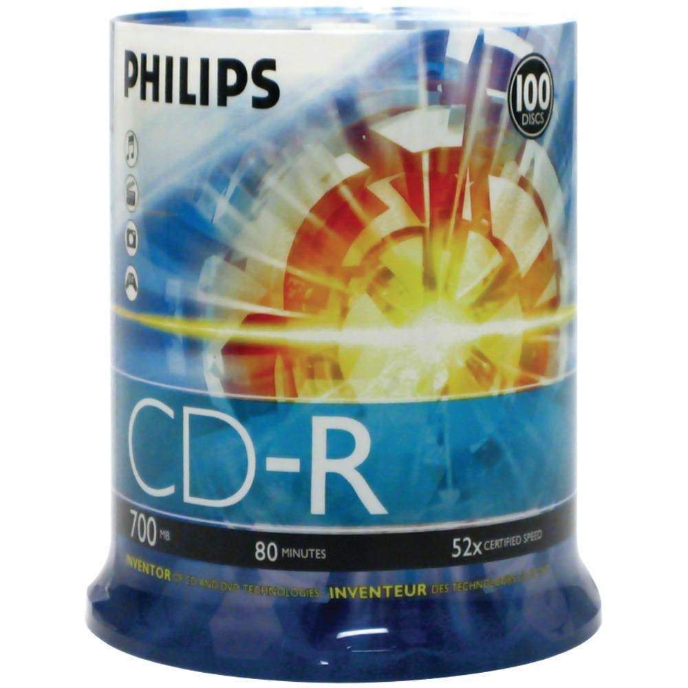 Philips 700mb 80-minute 52x Cd-rs (100-ct Cake Box Spindle) Hoocdr80d52n