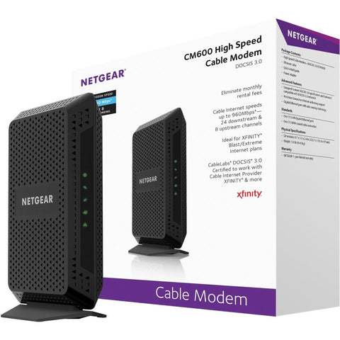 Netgear High Speed Cable Modem - 1 X Network (rj-45) - 960 Mbit/s Broadband - Gigabit Ethernet - Desktop