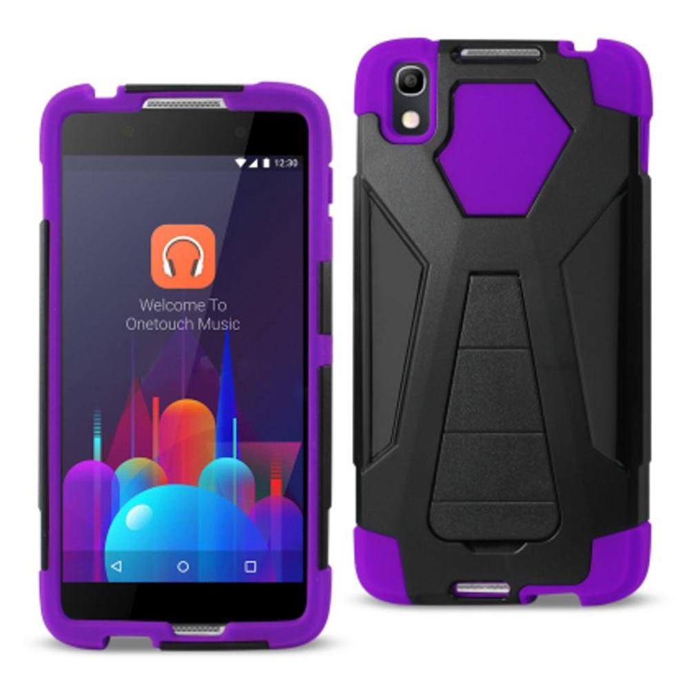 Reiko Alcatel Idol 4 Hybrid Heavy Duty Case With Kickstand In Purple Black