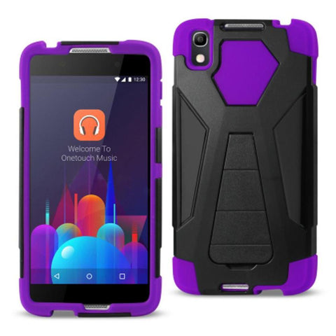 Reiko Alcatel Idol 4 Hybrid Heavy Duty Case With Kickstand In Purple Black