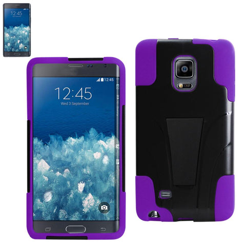 Reiko Samsung Galaxy Note Edge Hybrid Heavy Duty Case With Kickstand In Purple Black