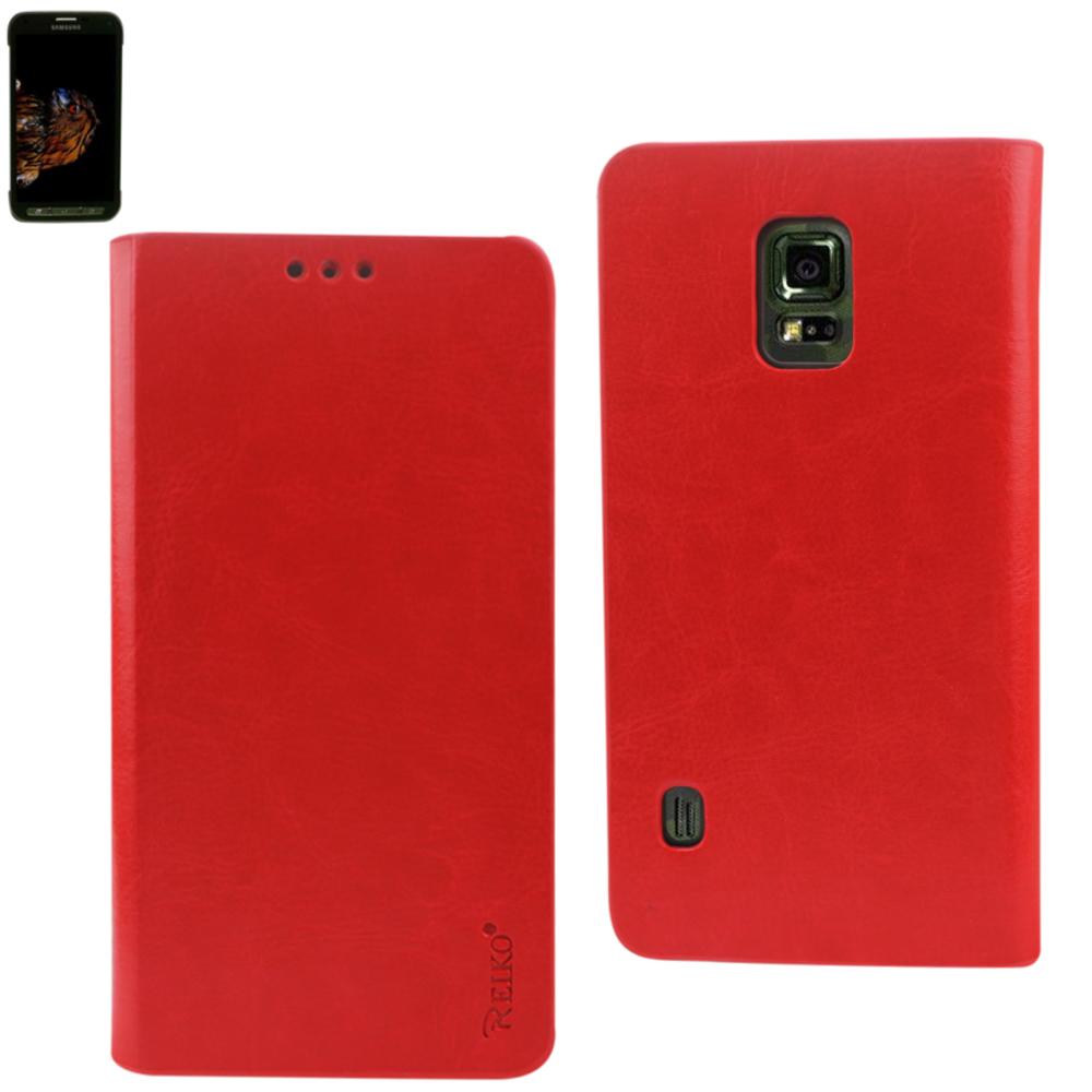 Reiko Samsung Galaxy S5 Active Flip Folio Case With Card Holder In Red
