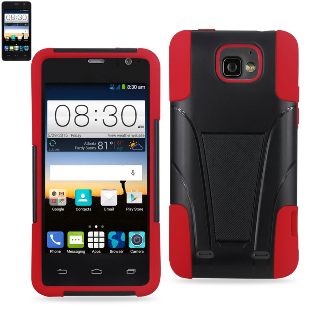 Reiko Zte Sonata 2 Hybrid Heavy Duty Case With Kickstand In Red Black