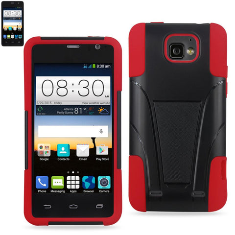 Reiko Zte Sonata 2 Hybrid Heavy Duty Case With Kickstand In Red Black