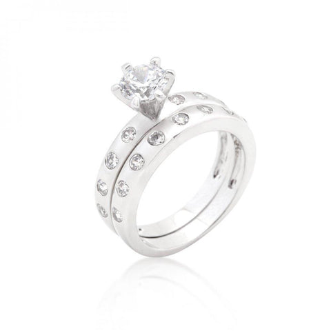 Bezel Set Round Cut Bridal Ring Set (size: 06) R08293r-c01-06