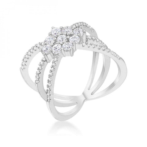 Mindy 0.8ct Cz Rhodium Delicate Triple Wrap Ring (size: 09) R08463r-c01-09