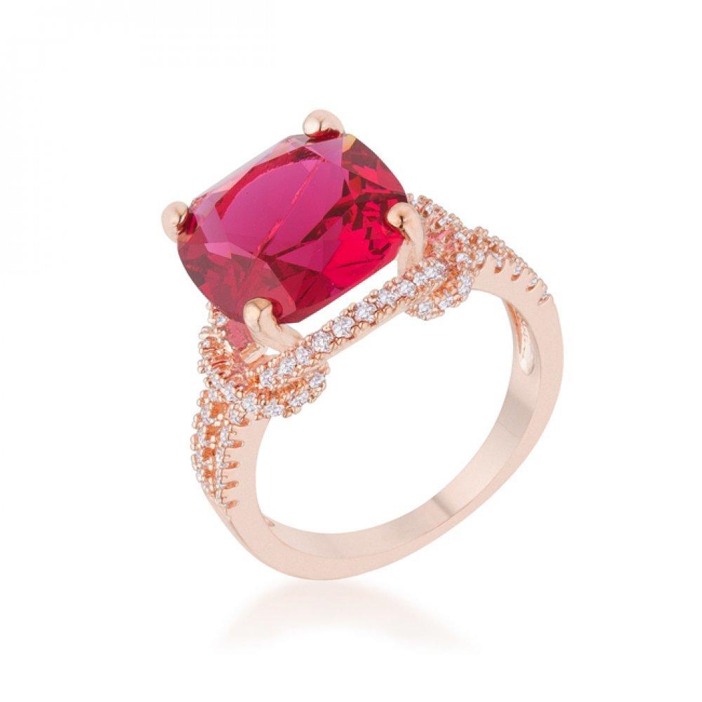 Charlene 6.2ct Ruby Cz Rose Gold Classic Statement Ring (size: 09) R08465a-c17-09