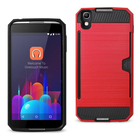 Reiko Alcatel One Touch Idol 4 Slim Armor Hybrid Case With Card Holder In Red
