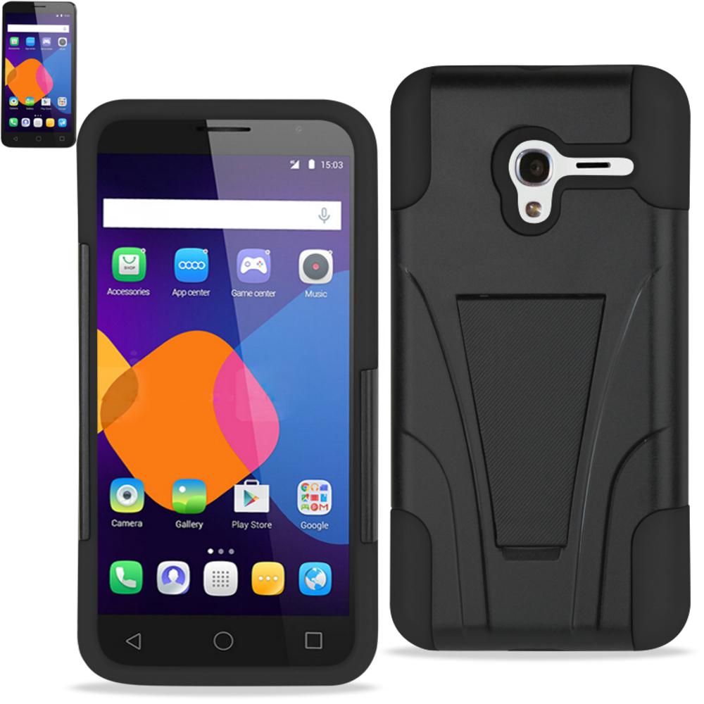 Reiko Alcatel Onetouch Pixi 3 Hybrid Heavy Duty Case With Kickstand In Black