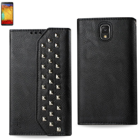 Reiko Samsung Galaxy Note 3 Studs Wallet Case In Black