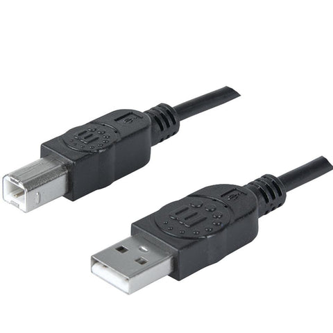 Manhattan Hi-Speed USB 2.0 A Male/B Male Cable, 6', Black, Retail Pkg