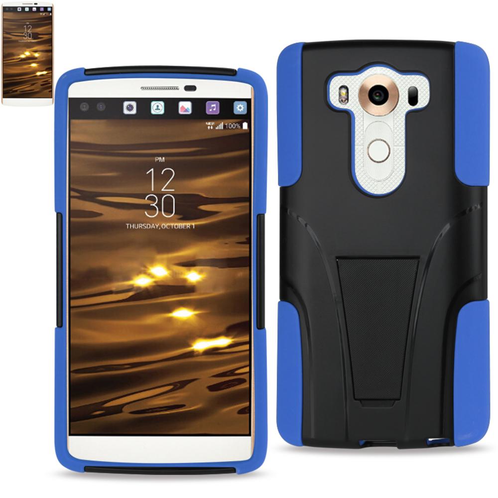 Reiko Lg V10 Hybrid Heavy Duty Case With Kickstand In Navy Black