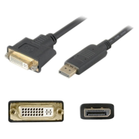 AddOn 8in DisplayPort Male to DVI-I Female Black Adapter Cable (Requires DP++)