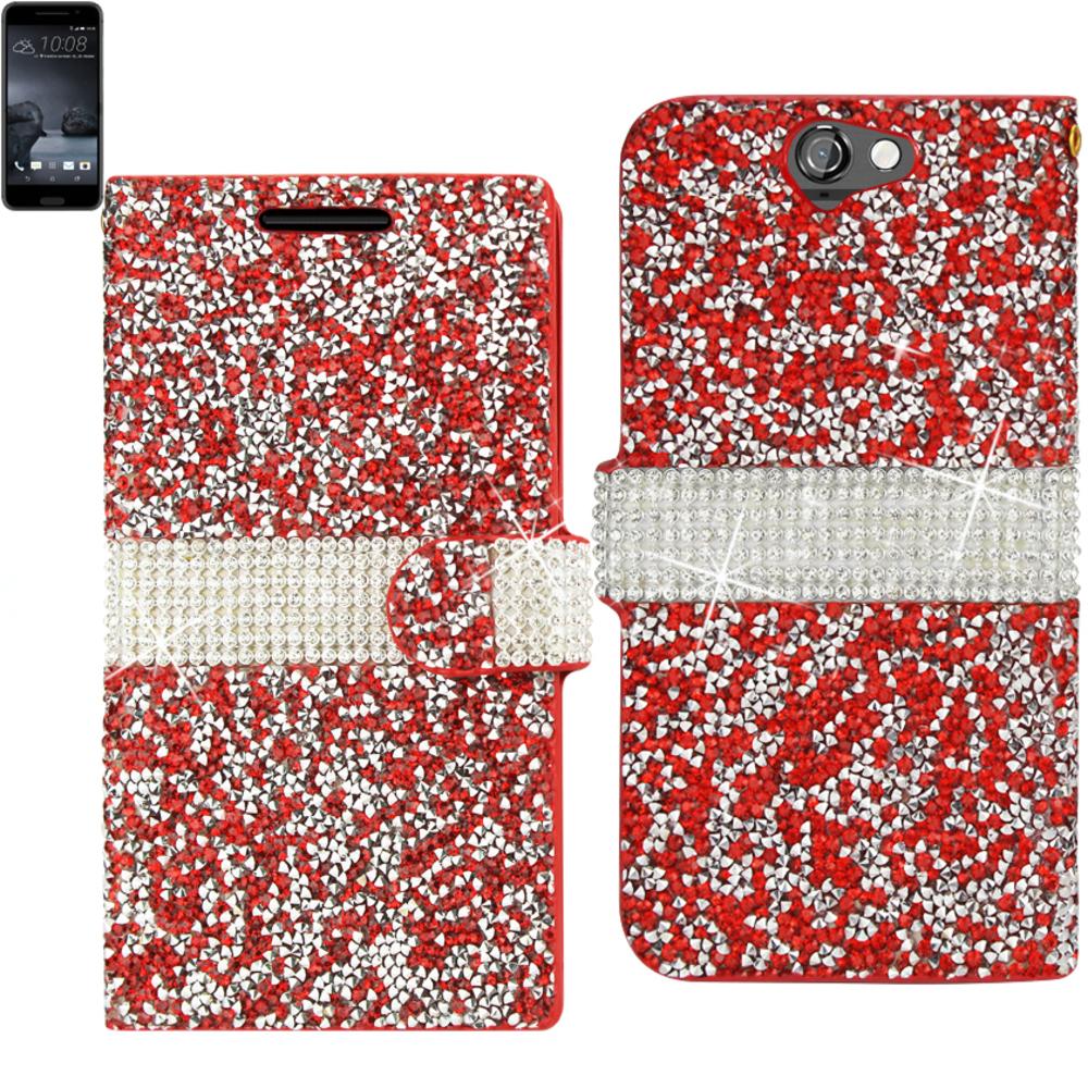 Reiko Htc One A9 Diamond Rhinestone Wallet Case In Red