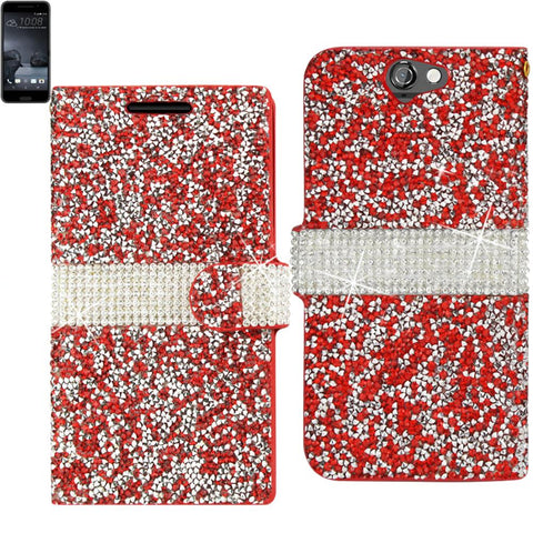 Reiko Htc One A9 Diamond Rhinestone Wallet Case In Red