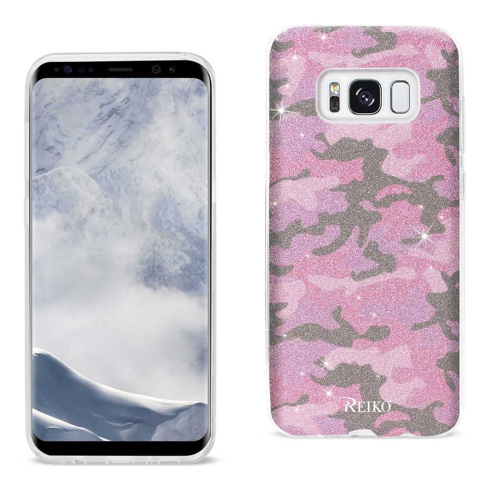 Reiko Samsung Galaxy S8 Edge/ S8 Plus Shine Glitter Shimmer Camouflage Hybrid Case In Hot Pink