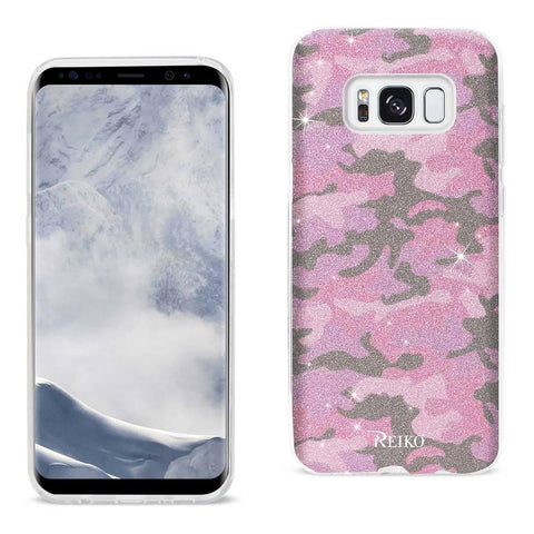 Reiko Samsung Galaxy S8 Edge/ S8 Plus Shine Glitter Shimmer Camouflage Hybrid Case In Hot Pink